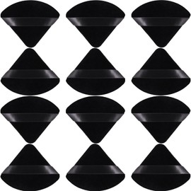 JOLY Triangle Powder Puff Face Makeup Sponge Beauty Blender Stocking Stuffers Puffs for Women apply Loose Powder and Foundation (12Pcs Black)