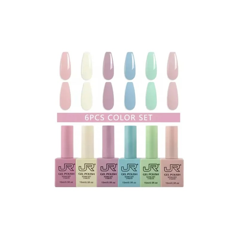 10 Gamas Gel Semipermanente Jr 6pz De 15 Ml Cuadrada