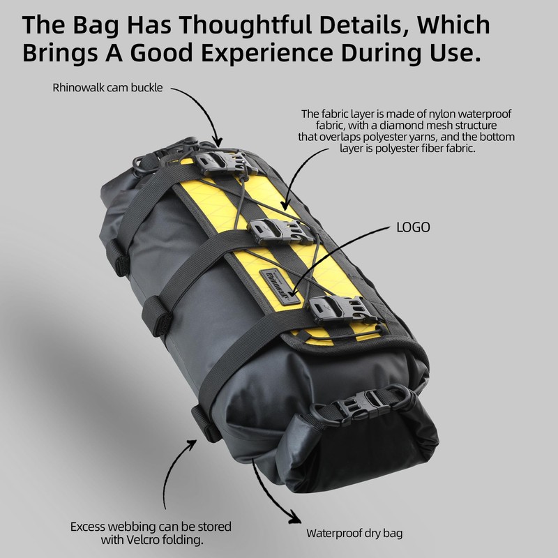 Rhinowalk Bike Handlebar Bag Waterproof Dry Bag Bicycle Front Roll