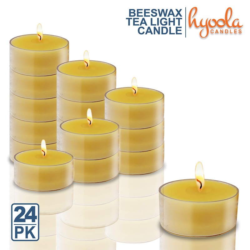 Pure Beeswax Tea Lights - 24 Pack - Handmade Decorative