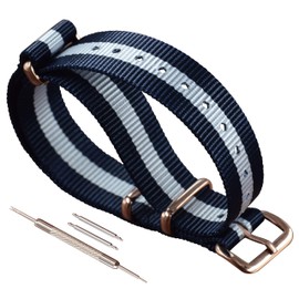 MZBUTIQ 14mm Blue/White/Blue Thin Striped Nylon Watch Strap Watch Strap Replacement for Women