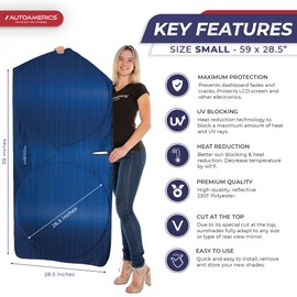 Autoamerics 1-Piece Windshield Sun Shade - Metallic Blue Foldable Car Front Window Sunshade for Most Cars SUV Truck Heat Blocker Visor Protector Blocks Max UV Rays and Keeps Your Vehicle Cool - Small