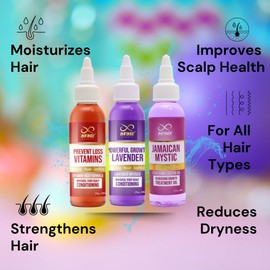 Infinix Hair Oil, Vitamin Enriched, Lavender Infused, Jamaican Mystic Treatment, Castor Oil Based, Moisturizes, Repairs, Strengthens, Scalp Care for All Hair Types, Haxane-Free - 3-Pack Combo, 2 FL Oz