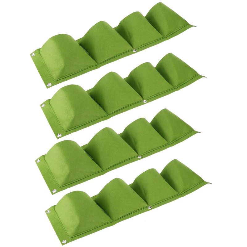 4Pcs 4 Pocket Plant Grow Bag Wall Mounted Reusable Degradable