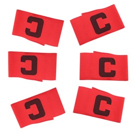 Qimoo 10Pcs Red Soccer Captain Armband, Nylon Elastic Protective Soccer Bands Adjustable Football Arm Bands C Arm Band for Youth Adult Sports Training