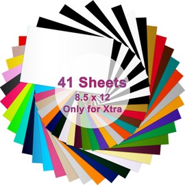 LOPASA Heat Transfer Vinyl Sheets Sampler for Cricut Joy Xtra, 8.5x12 Extra Iron On Vinyl Supplies, Materials for T Shirt HTV Making, Xtra Accessories Bundle(41 Sheets)