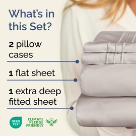 Extra Deep Pocket Full Sheets - 4 Piece Breathable & Cooling Bed Sheets - Hotel Luxury Bed Sheet Set - Soft, Wrinkle Free & Comfy - Easily Fits Extra Deep Mattresses - Deep Pocket Light Grey Sheets