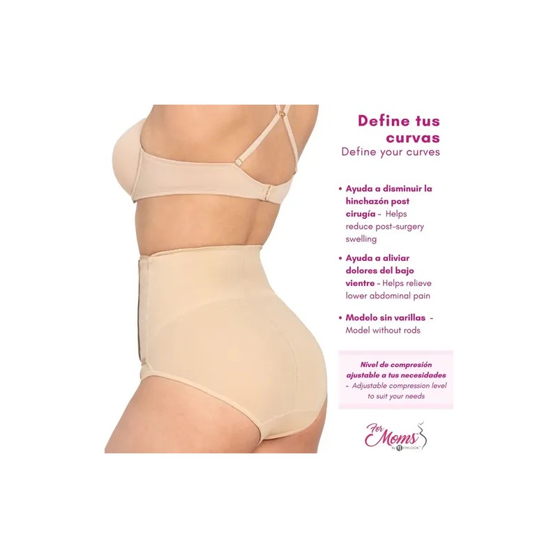 For Moms Panty Faja Postparto Nude Alta Compresión Ajustable Talla