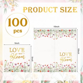 Engrowtic 100 Pcs Love Is in Bloom Floral Bridal Shower Napkins Colorful Wildflower Paper Napkins Floral Flower Themed Bridal Shower Decorations for Wedding Bachelorette Engagement Party
