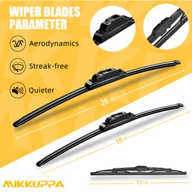 MIKKUPPA 26"+16"+13" Windshield Wiper Blades Replacement for 2012-2016 Honda CRV CR-V, Front & Rear Wiper Blades Set, Durable Stable Quiet All Season (Pack of 3)