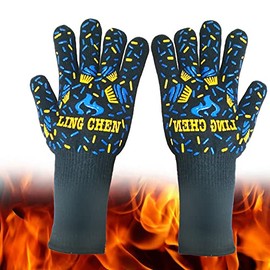 Supertool barbecue gloves, heat-resistant oven gloves, grill gloves heat resistant up to 800 °C / 1472 °F with EN407 certified for barbecue, grill, cooking, welding