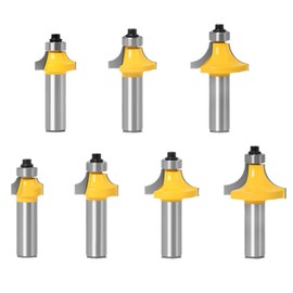 CHCYWJGJ 1/2 Shank 7pcs Corner Rounding Bit Set(1/8" 3/16"1/4" 5/16" 3/8" 7/16" 1/2" Radius 4Pcs) Corner Rounding Edge-Forming Roundover