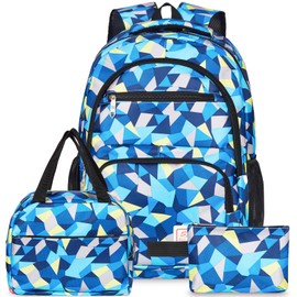 Yarmiene School Backpack Teenager Girls Set, School Backpack Set with Lunch Bag and Pencil Bag, School Backpack Boys School Bag Girls, School Bag Girls 4+ Class, blue