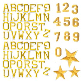 65Pcs Iron on Letter Number Patches Letter Patches Gold Sew on Numbers Alphabet Patches Embroidery Applique Patches Iron Letters Star Patches Fabric for Clothing Jeans Jackets Shirts Shoes Hat Bags