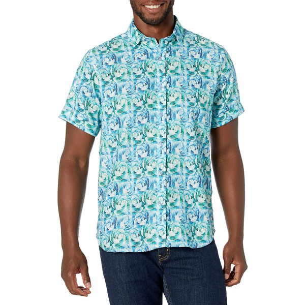 Robert Graham Camisa Tejida Fuller S/S para Hombre, Color Verde Azulado., Small