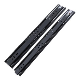 Drawer Guide, Full Extension, 1 Pair Drawer Runners, Ball Bearings, 300 mm, 3 Folds, Full Extension, Side Assembly, 45 kg Load Capacity, Cushioned Drawer Guide, Black