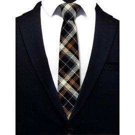 Gusleson 2.8" Tartan Plaid Tie Black White Woven TR Material Necktie (UK0910-18)