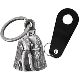 Motorcycle Bell for Bikers Women Men with Hanger, Biker Bell for Riders, Riding Bell for Good Luck, Spirit Bells Motorcycle Accessories Keychain, Silver