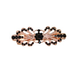 Faship Gorgeous Black Rhinestone Crystal Small Floral Hair Barrette Clip