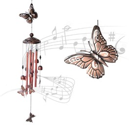 ZEFOXETO Butterfly Wind Chimes for Outside, Metal Memorial Wind Chimes with S Hook for Home Patio Porch Garden or Backyard Outdoor Decor-Ideal Gift for Women (Butterfly)