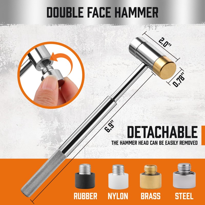 HORUSDY 22-Piece Durable Gunsmith Punch and Hammer Set, Steel Roll