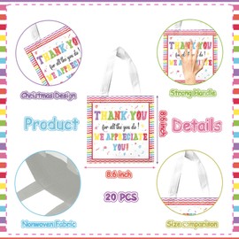 delaimastor Teacher Appreciation Gift Bags, 20-Pack, Party Decoration Candy Box Set