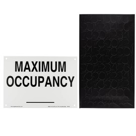 Zing Green Products 1905 Recycled Plastic "Maximum Occupancy __" Safety Sign with Number Kit, Black on White, 10" Length, 7" Width