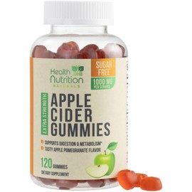 Apple Cider Vinegar Gummies 1000mg - Sugar Free Max Strength ACV Gummy Vitamins, Advanced Formula with Vitamin B12 Supports Metabolism & Energy, Keto Friendly, Gluten-Free, Vegan, Non-GMO, 120 Gummies