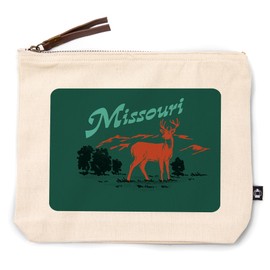 Lantern Press Missouri, Vintage Matchbook, Whitetail Deer, 100% Cotton Zipper Pouch, Travel Accessory, Go Bag