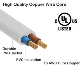 VELVINESTD 2 Prong Extension Cord, US Male and Female Power Cable for NEMA 5-15P to NEMA 5-15R SPT 2 18AWG 10A/125V, AC Outlet Polarized Plug for Indoor and Outdoor (2 Pack, White, 10 Feet)