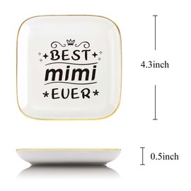 Littlefa To My MIMI Saying Ceramic Ring Dish Decorative Jewelry Tray for Grandma, Unique Grandma Birthday Christmas Meaningful Gifts for Grandma from Grandchild - Best MIMI Ever