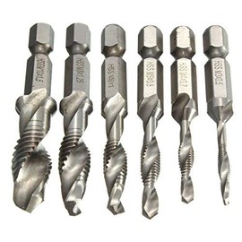 zmart HSS Hex Shaft Tap M3 M4 M5 M6 M8 M10 Impact 6 Pcs Drill Bit Hex Shank Titanium Plated HSS Thread Bit Screw