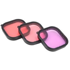 3 in 1 Snorkel Diving Filter, Red/Magenta/Purple Action Camera Lens Filter, Enhances Color Filter for Various Underwater Video and Photography Conditions