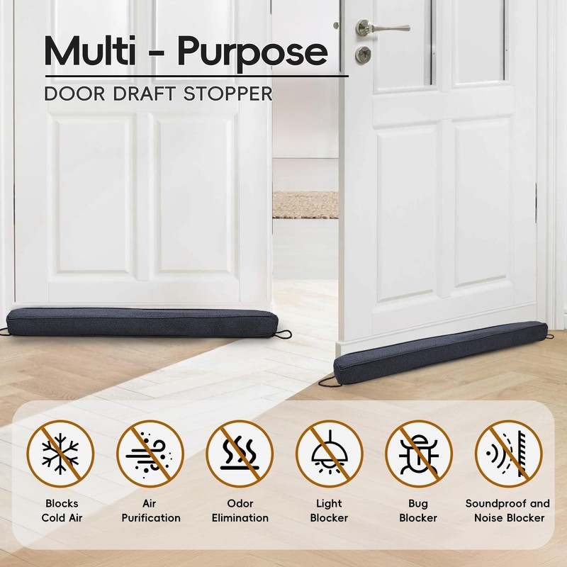 Mastery Mart 36" Large Door Draft Stopper, Activated Charcoal Purify