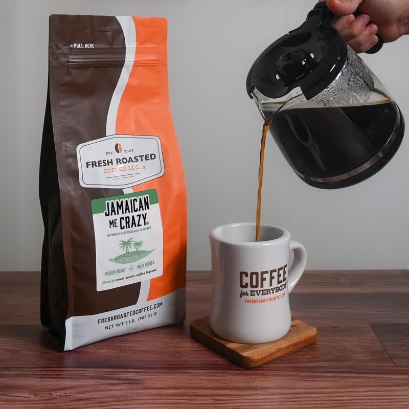 Fresh Roasted Coffee, Jamaican Me Crazy Flavored Coffee, 2 lb