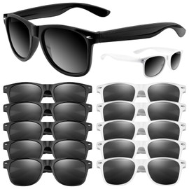 ASTARON Retro Vintage Sunglasses Bulk, 6/12/24/48 Pack Polarised Cheap Neon Sunglasses Bulk for Men and Women, Black and White