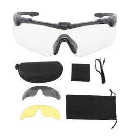 Outdoor Sports Sunglasses UV Protection Windproof Cycling Glasses Set with Interchangeable Lens For Motorcycle Black