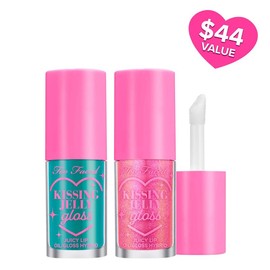 Too Faced Kissing Jelly Lip Gloss Set: Bubblegum & Cotton Candy Scented Hydrating Lip Oil Gift