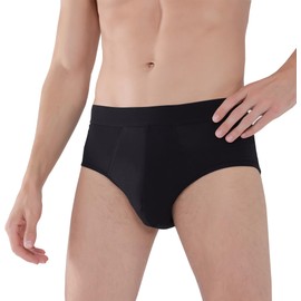 AIRCUTE Men Urinary Incontinence Underwear Washable Super Absorbency Briefs for Bladder Leaks 160ML 1 Pack (X-Large, Black)