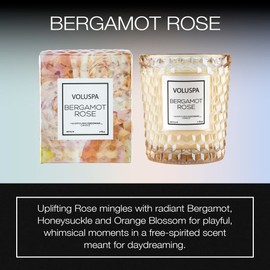 Voluspa Bergamot Rose, Classic Candle Jar, 6.5 oz, 40 Hour Burn Time, All Natural Wicks and Coconut Wax for Clean Burning, Vegan, Poured in The USA