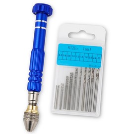 Precision Pin Vise with Drill 0.02 - 0.1 inch (0.5 - 2.5 mm), Set of 10 Sizes, 20 Blades, Hand Drill, Drilling, Craft Tools, Resin, For Crafts