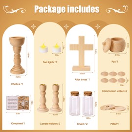 First Communion Gifts for Girls Boys - 16pcs Wooden Play Set with 1pcs Wooden Ornament Wooden Mass Toy Set Unique for Kids Classroom Funny and Practical