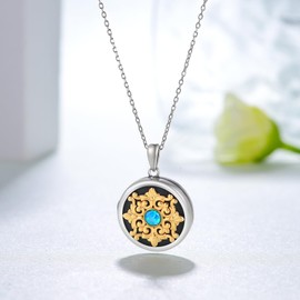 Vintage Opal Locket Necklace for Women Sterling Silver Gold Plated Lockets for Women that Hold Pictures Photo Locket Jewelry for Women Girls