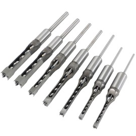TINVHY 7PCS Woodworking Square Hole Tenon Bits Hole Saw Tenon Bits Chisel Bits Twist Bits Set
