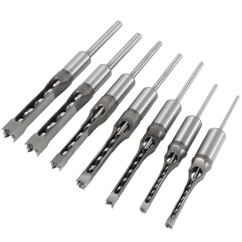 TINVHY 7PCS Woodworking Square Hole Tenon Bits Hole Saw Tenon