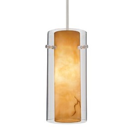 Juno Lighting Group P160TBG-STN-STO Trac-Master Black Adapter 1-Light Mini-Pendant and Clear/Stone Glass Shade, Satin Nickel Finish