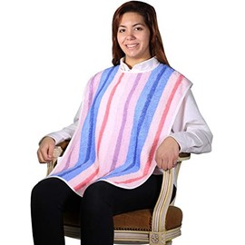 3 Pack - Clothing Protector Terry Cloth Senior Adult Bibs Hook and Loop Closure. Meal Time Senior Bib.