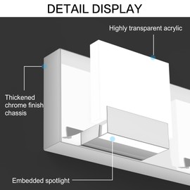 ZUZITO 6 Light Bathroom Vanity Light - Modern LED Bathroom Lights - Chrome Lighting Fixtures Over Mirror for Bath 6000K Cool White
