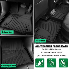 Original 2023 2024 RX Floor Mats for Lexus RX350/RX350h/RX500h (NOT Fit RX450h+ PHEV Model) - Custom Fit TPE Floor Liners - All Weather Floor Mats for Lexus RX 2023 2024