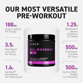 Kaged Polvo Deportivo Pre-entrenamiento para Hombres y Mujeres